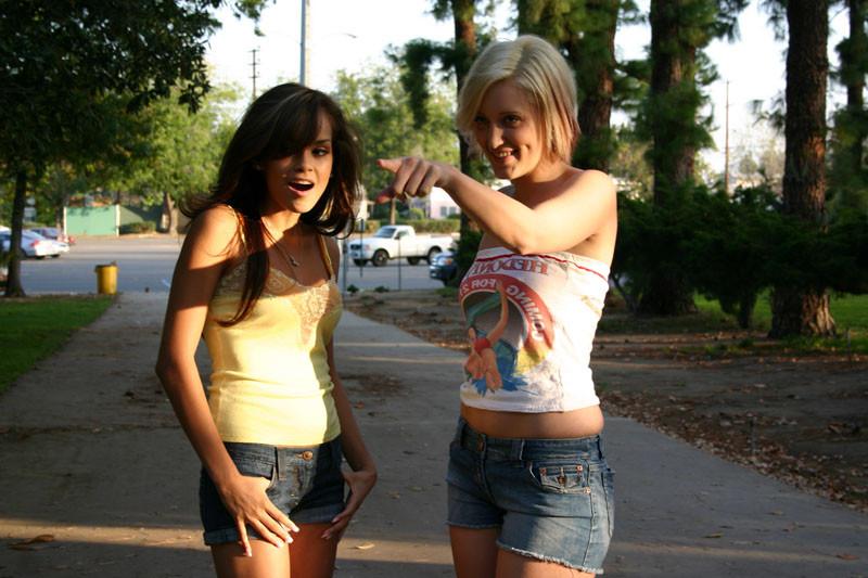 15P Nice tits lesbian brunette latina coed fucks two cute babes