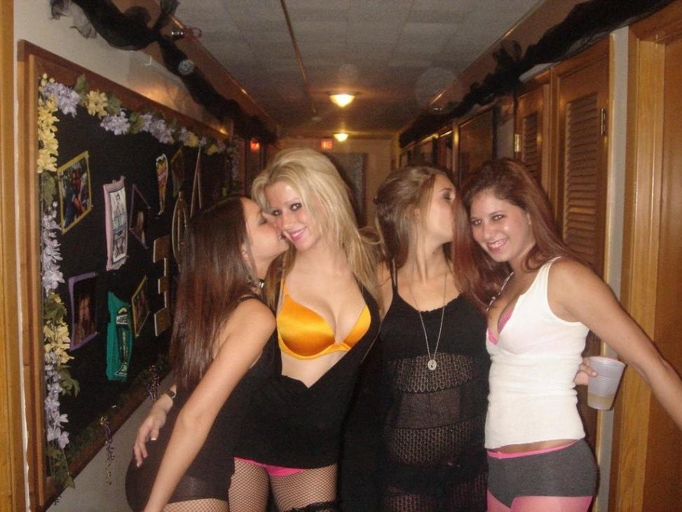 15P Drunk College Coeds Kissing At Crazy Rave Parties
