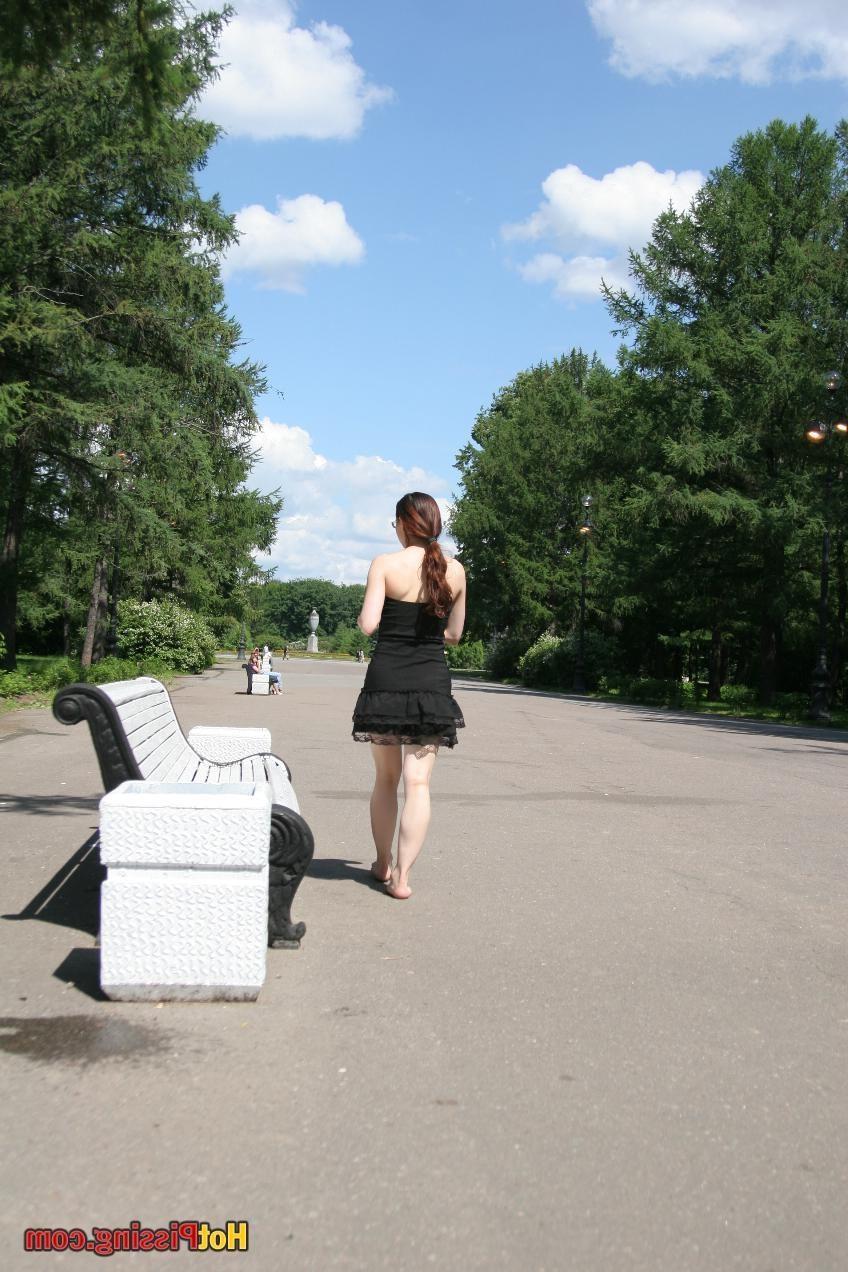 10P Hotsy with bare feet and in glasses makes a show of her peeing pussy