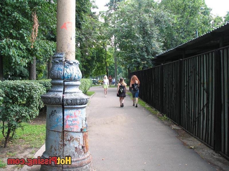 15P An almost pissed short skirt of a blondie who decided to pee outdoors