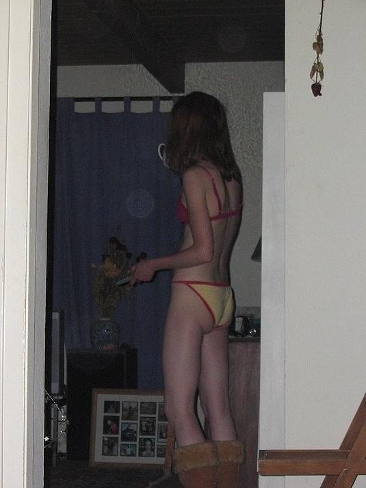 15P Brunette cutie nude teen with nice tits posing on camera