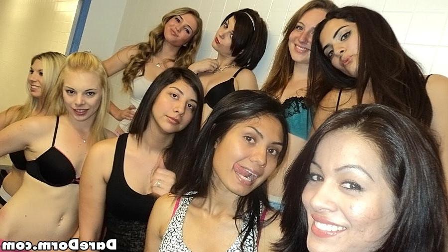 15P Drunk college teen students party and measure cock