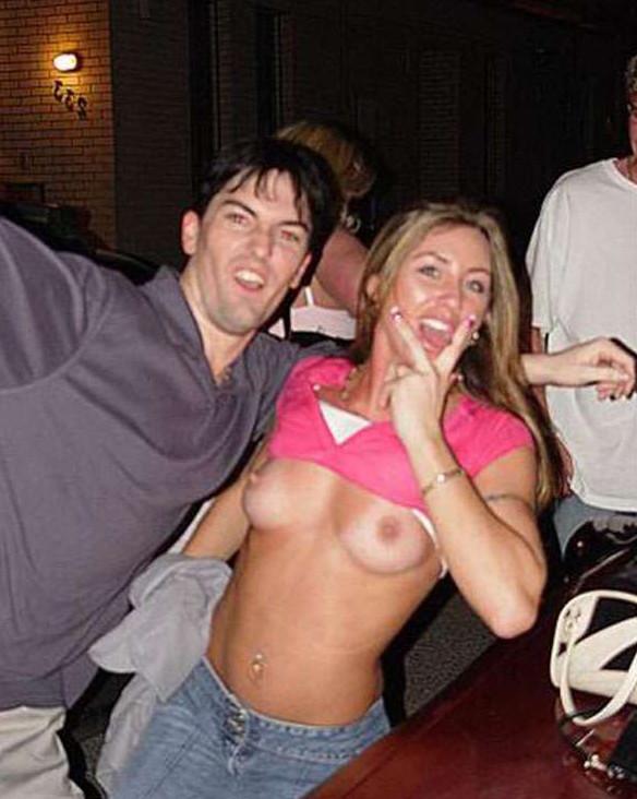 15P Wild smashed amateur babes flash their tits