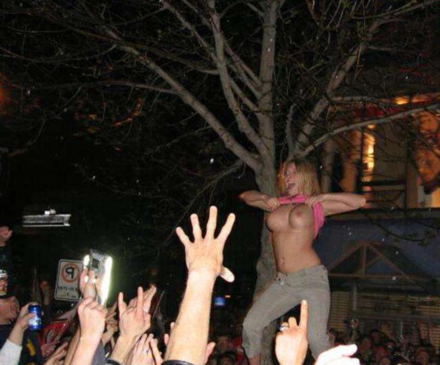 15P Wild smashed amateur babes flash their tits