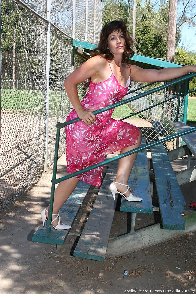15P Andie shows her mature bush while playing in the park