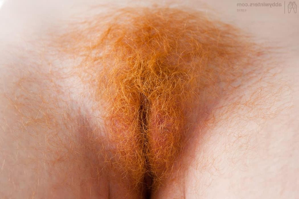 16P Unique redhead bares fiery red bush and furry pits