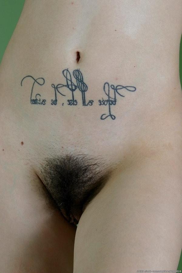 15P Long Legged Hairy Brunette Hottie Shows Her Sweet Bush