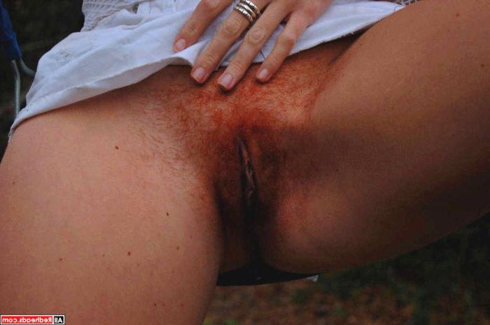 16P Red Bush Upskirt Babe Goes Pantyless Outdoors on a Swing