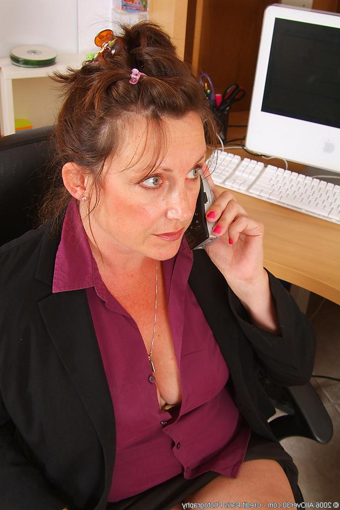 16P up her skirt and down her blouse with a hairy pussy secretary