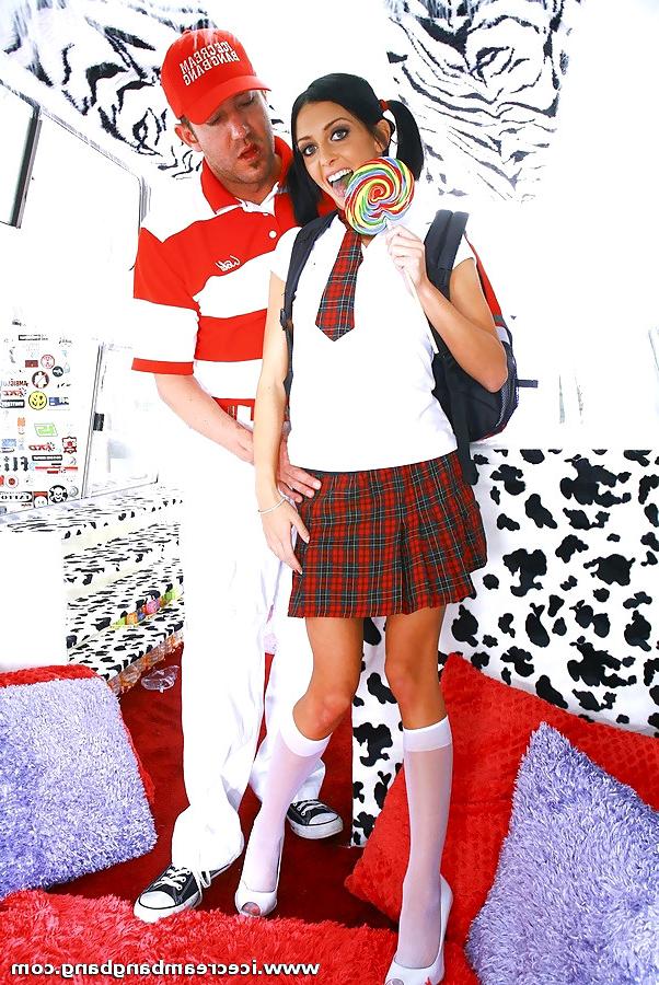 16P Pigtailed schoolgirl gets her pussy rammed