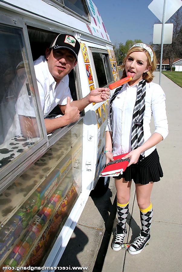 16P Horny schoolgirl swallows a meat flavored popsicle