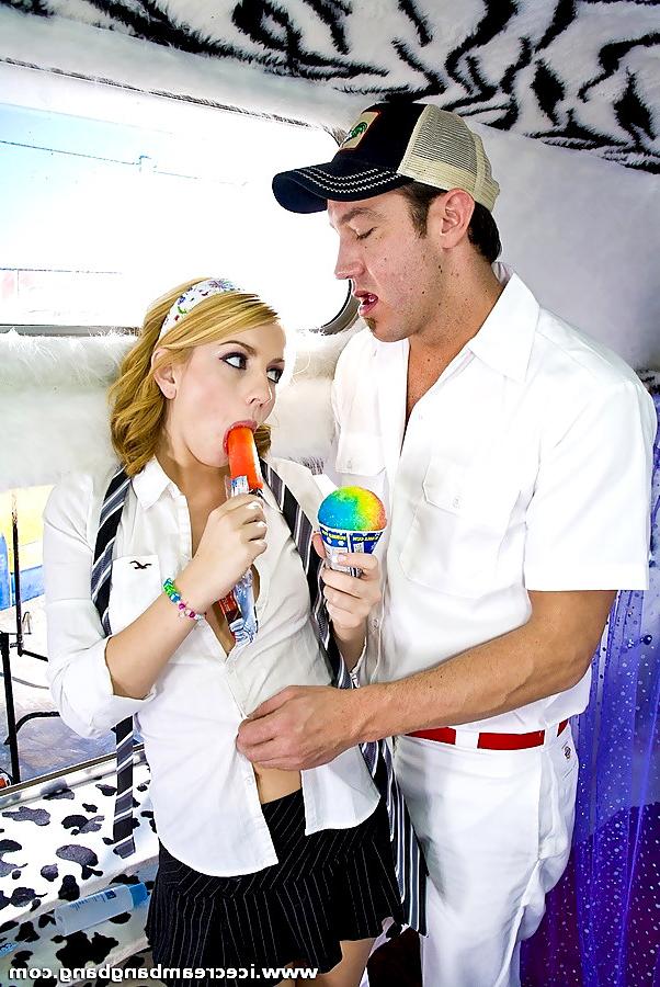 16P Horny schoolgirl swallows a meat flavored popsicle