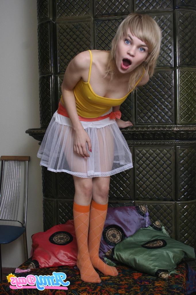 16P Blonde skinny teen girl in socks