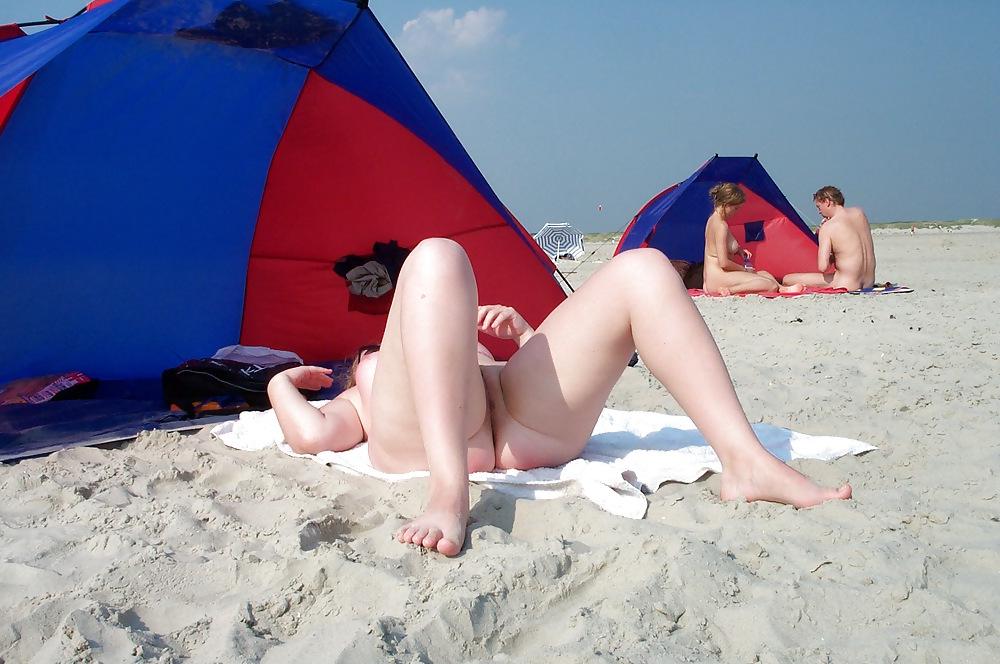 14P Chubby white red head on the beach