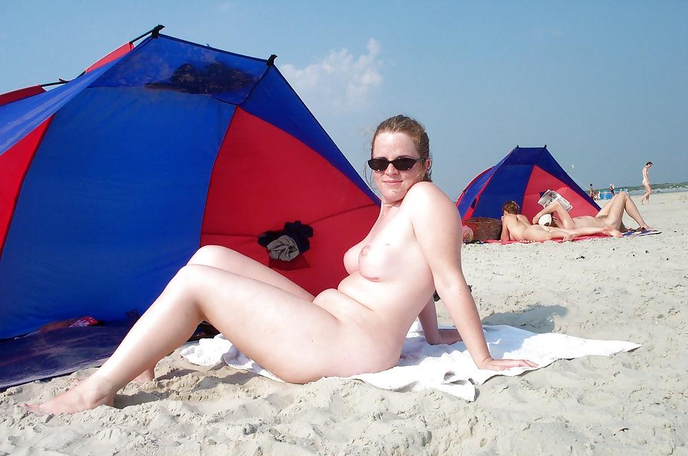 14P Chubby white red head on the beach