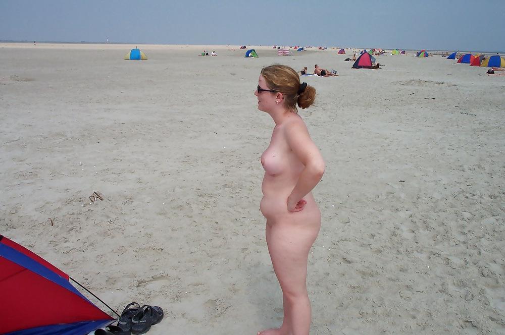 14P Chubby white red head on the beach