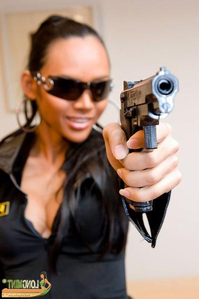 16P Sexy shemale role playing as a cop