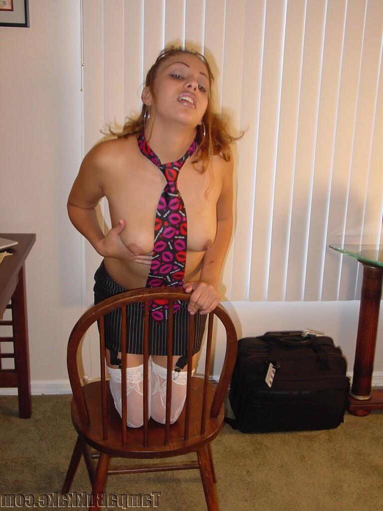 20P Latina Secretary shows off her nice boobsy and body