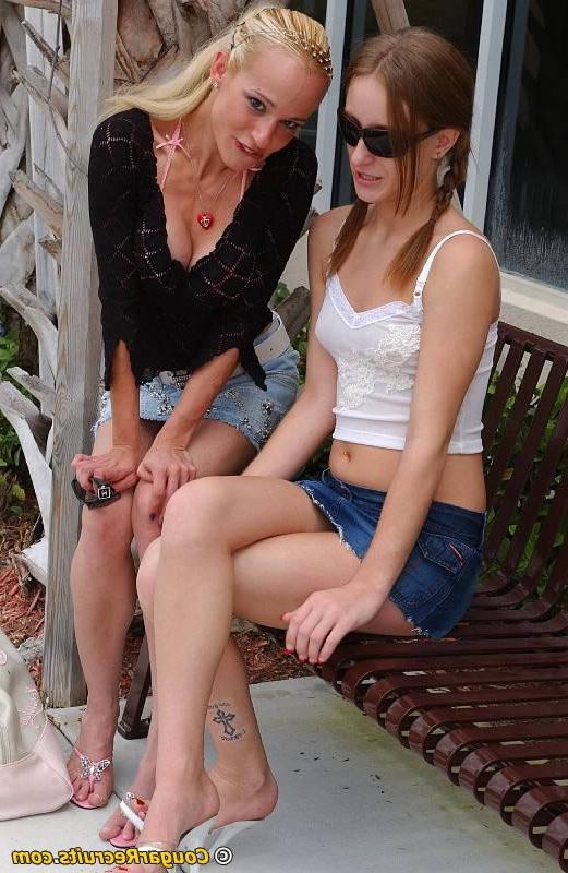 16P Blonde Cougar Seduces a Younger Redhead