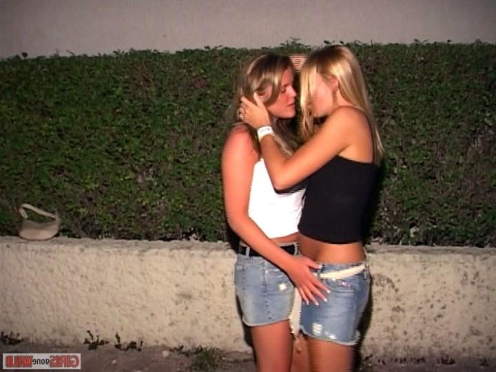 10P Two friends flash and make out on camera