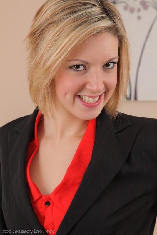 16P Coy Blonde Secretary Stripping To Lingeri