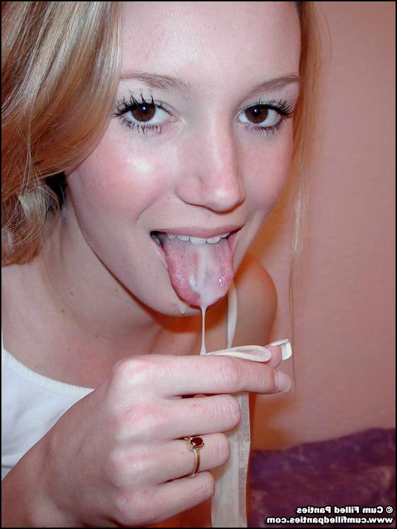 18P Coed playing with a used condom