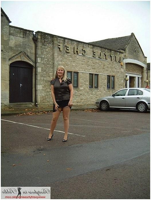 15P Inside and outside at the hotel flashing silk tan stockings