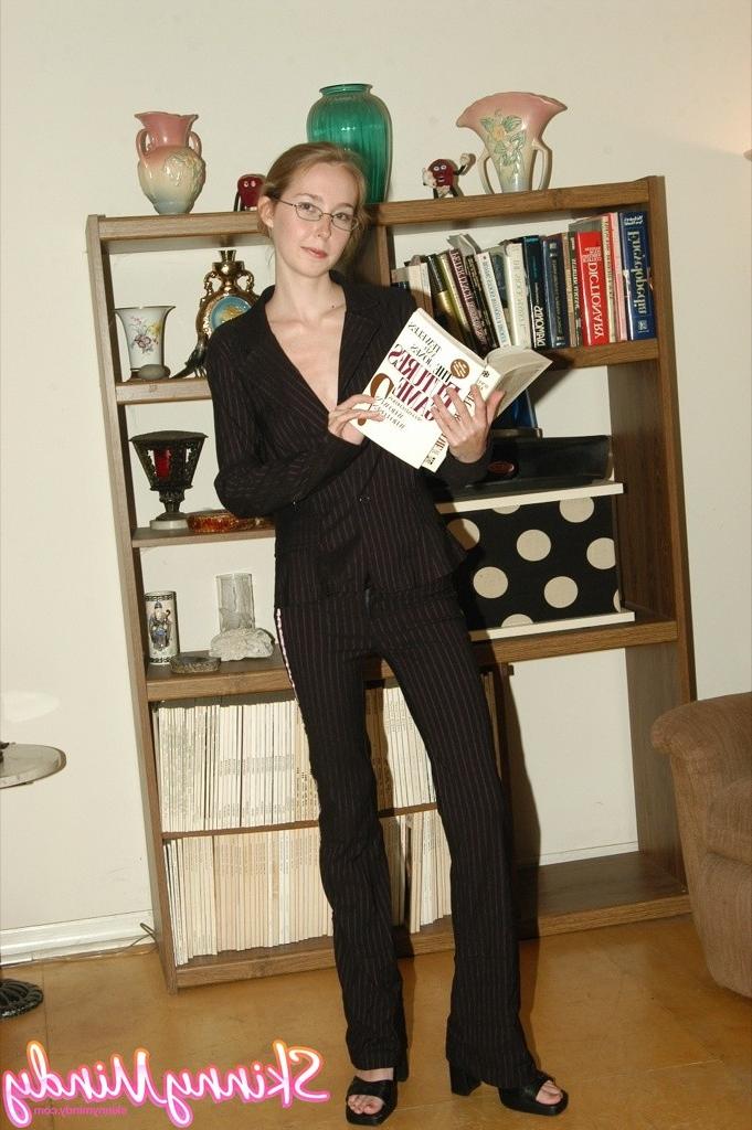 16P Skinny office girl in glasses