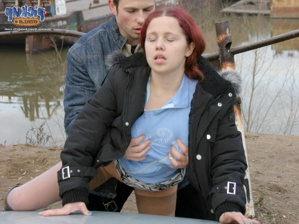 8P Autumn fucking in the street with a red girl
