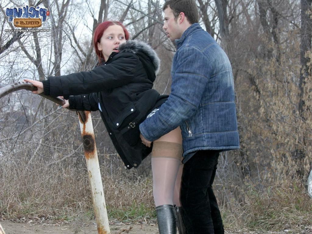 8P Autumn fucking in the street with a red girl