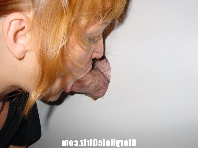 16P Amateur redhead gloryhole blowjob