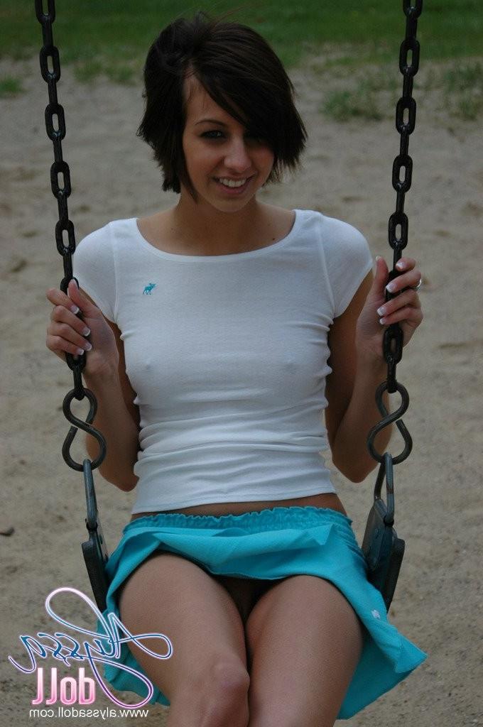 15P Hot young babe flashes her tits at us