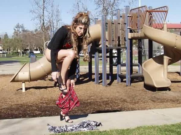 16P Upskirt Flasher Strips Nude Outdoors on Playground