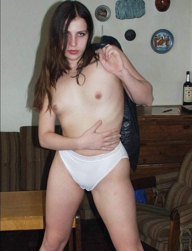 16P Brunette babe in her white panties teasing wild