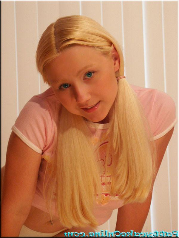 15P Young blonde teen rubs her thong panties