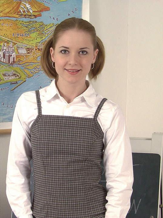 17P Cute petite redhead schoolgirl shows her panties