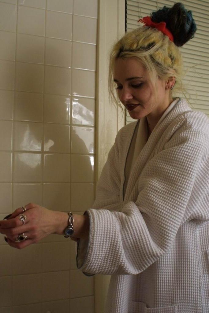 15P Tatooed blonde teen showering