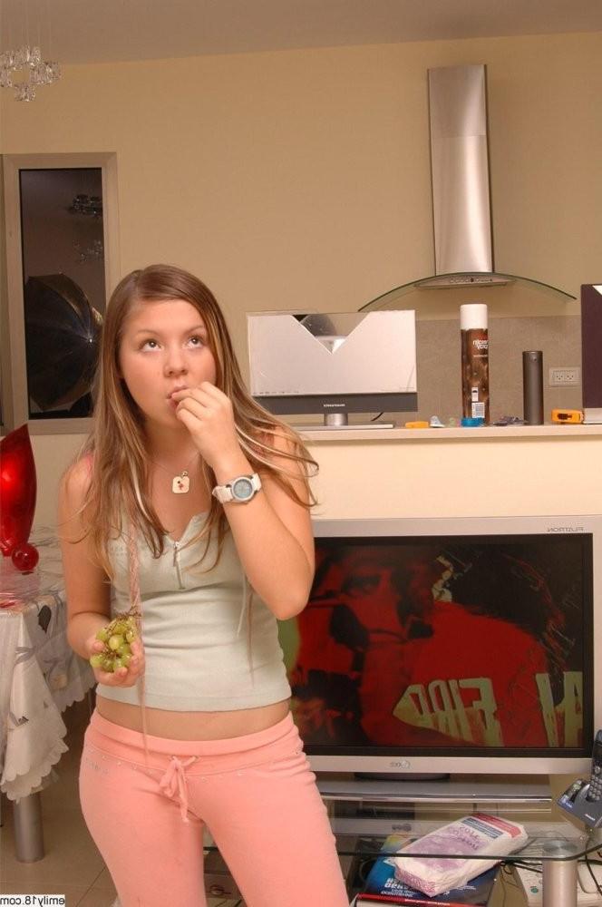 15P Young cute chick emily showing