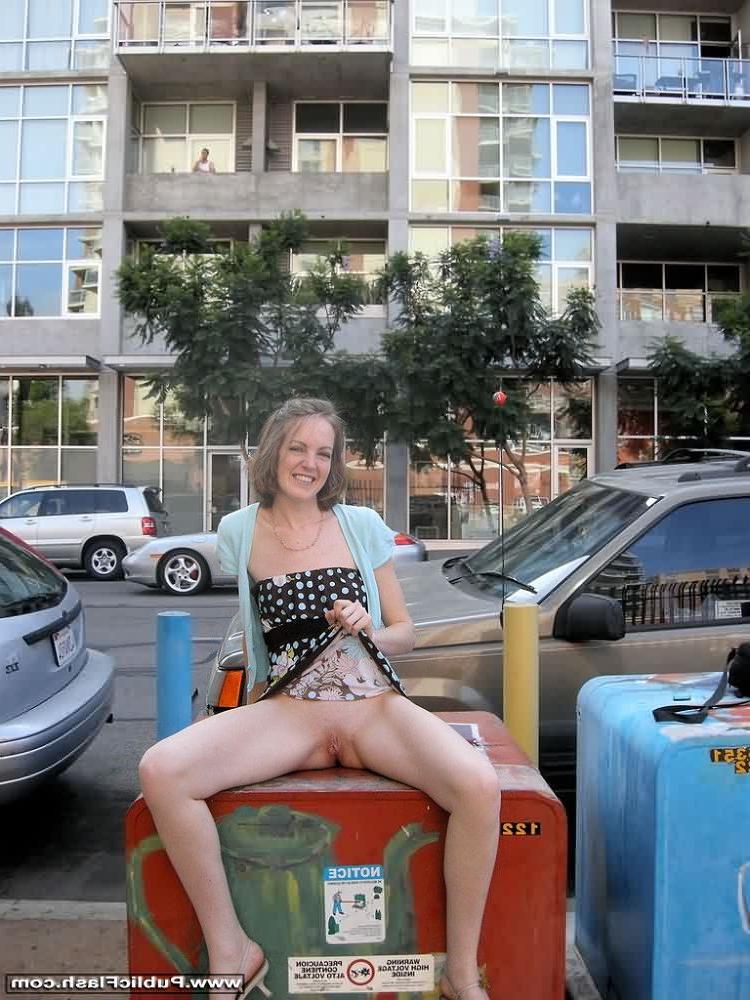 16P Tall slim formerly shy  flasher gets naked in town