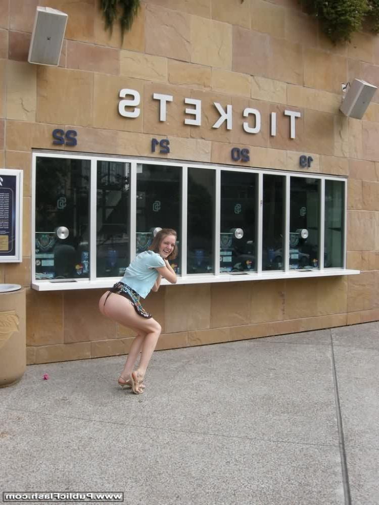 16P Tall slim formerly shy  flasher gets naked in town
