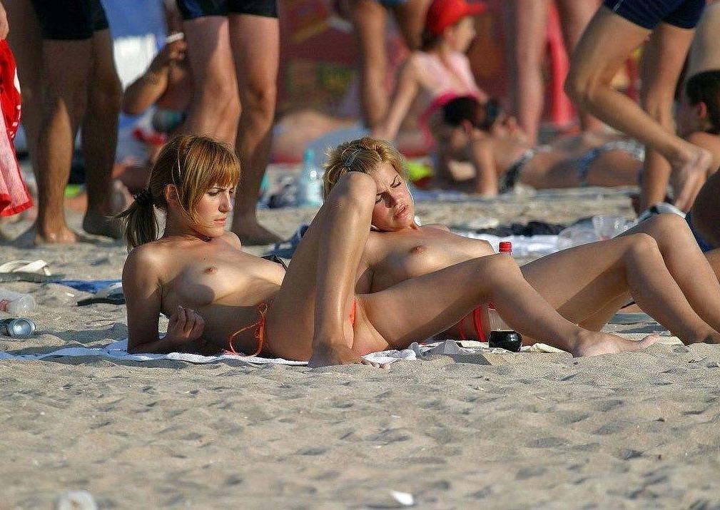 16P Perky teens going topless at the beach while on vacation