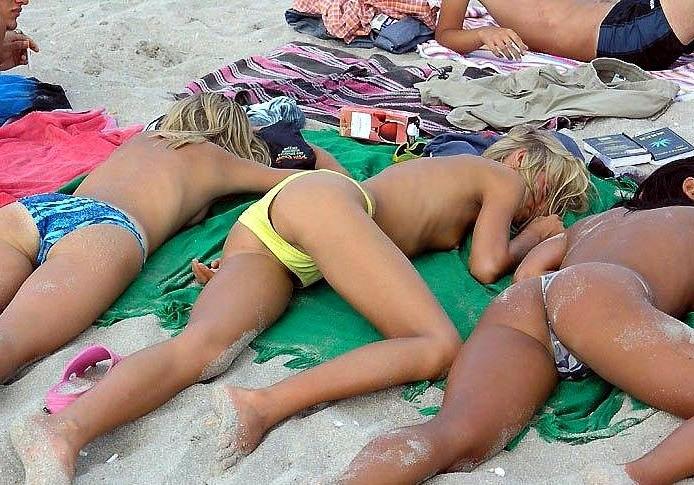 16P Perky teens going topless at the beach while on vacation