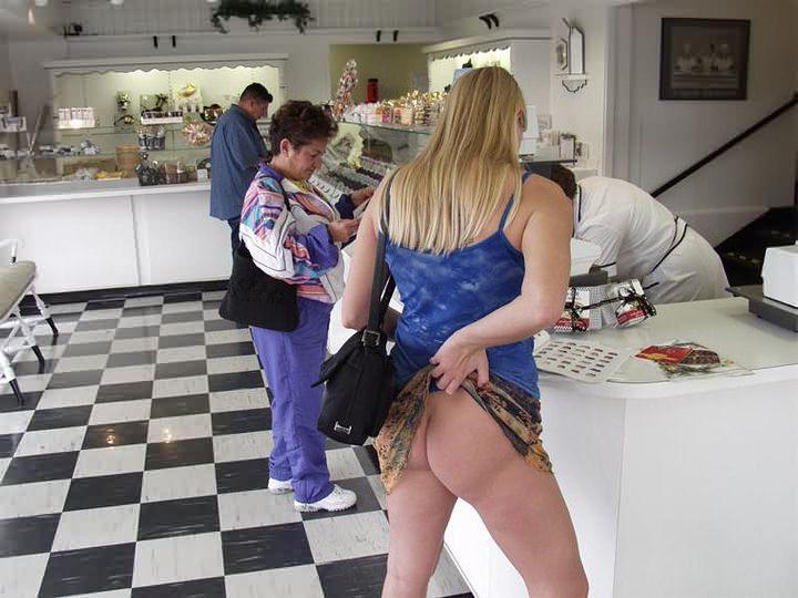 16P Busty Blonde Public Flasher Pops Them Out at Local Shopping Mall