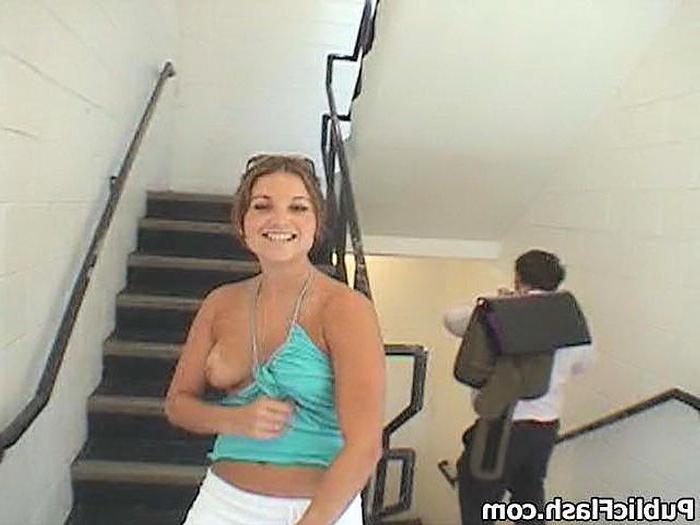 16P Cute Naughty Nikita Plays Sweet Ass Flasher On Stairway