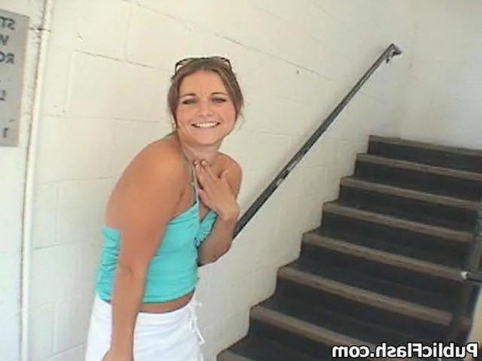 16P Cute Naughty Nikita Plays Sweet Ass Flasher On Stairway