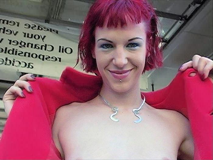 16P Flasher Gal Turned Loose in Nothing But a Red Coat