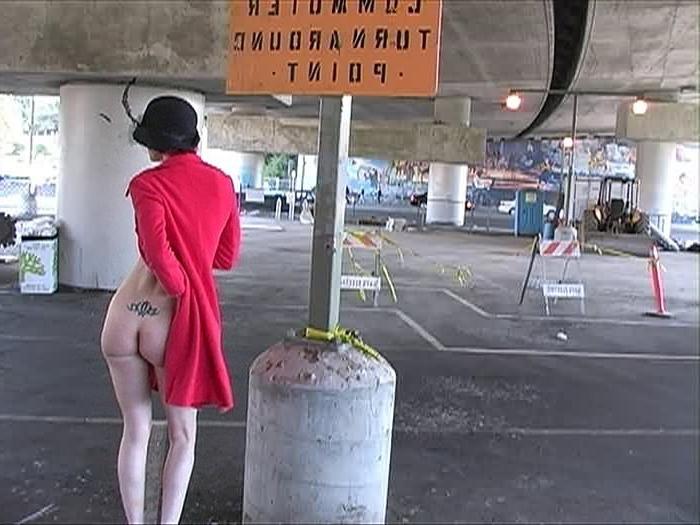16P Flasher Gal Turned Loose in Nothing But a Red Coat