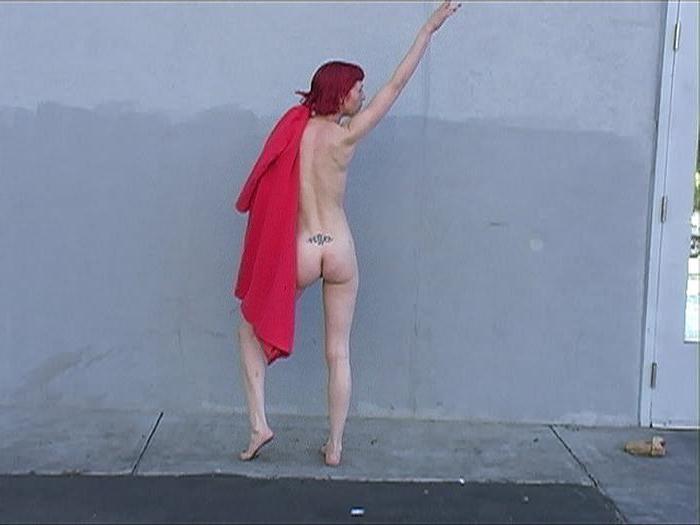 16P Flasher Gal Turned Loose in Nothing But a Red Coat