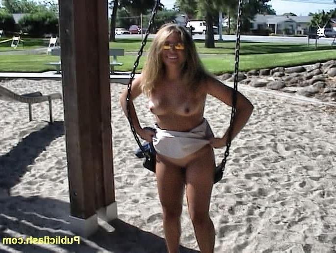 16P Public Park Flasher Fully Nude Outdoors on a Swing