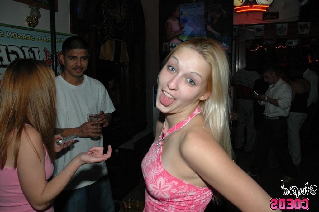 16P Drunk teen college girl shows off her big tits at a party